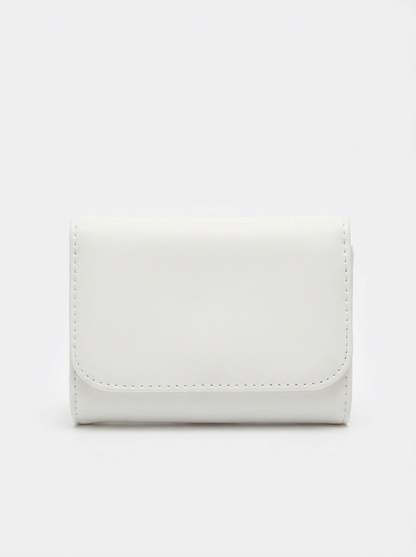 Pearl White Compact Trifold Wallet | Levenza