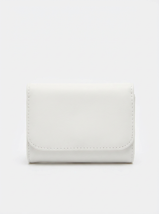 Pearl White Compact Trifold Wallet | Levenza