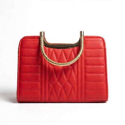 Bright Red Elegant Quilted Satchel | Levenza