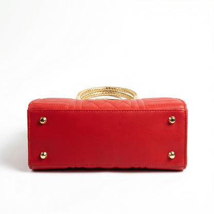 Bright Red Elegant Quilted Satchel | Levenza