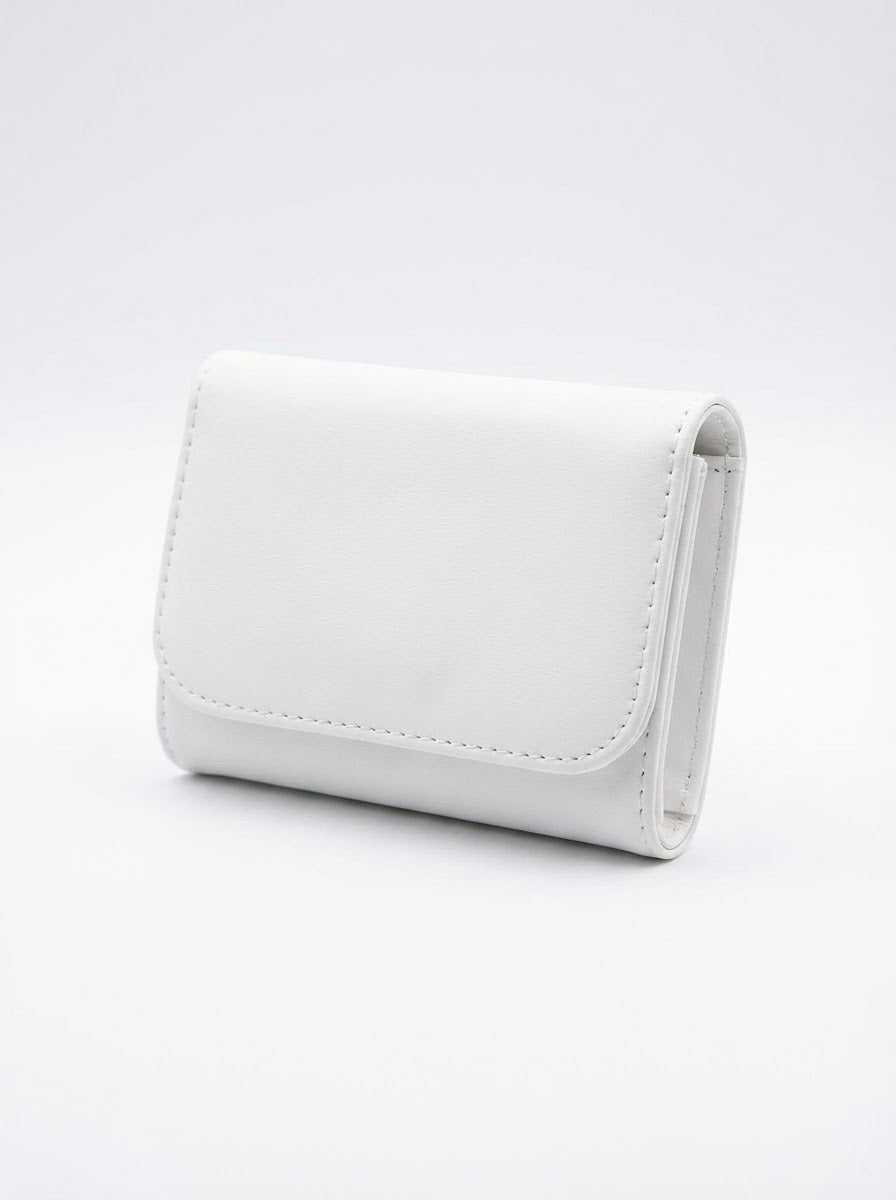 Pearl White Compact Trifold Wallet | Levenza