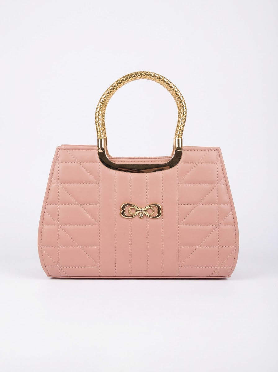 Pink Artisan Stitch Detail Handbag | Levenza