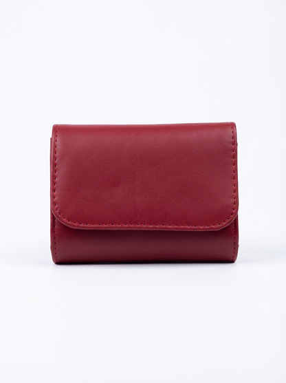 Crimson Red Compact Trifold Wallet | Levenza