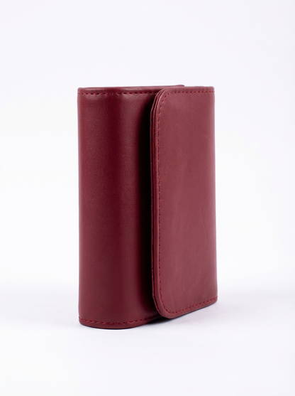 Crimson Red Compact Trifold Wallet | Levenza