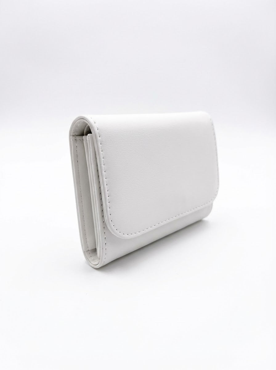 Pearl White Compact Trifold Wallet | Levenza