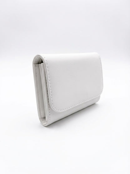Pearl White Compact Trifold Wallet | Levenza