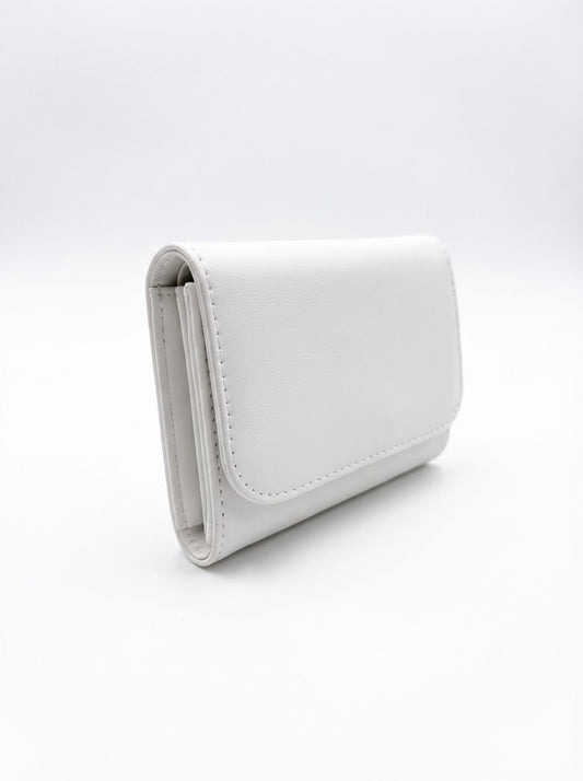 Pearl White Compact Trifold Wallet | Levenza