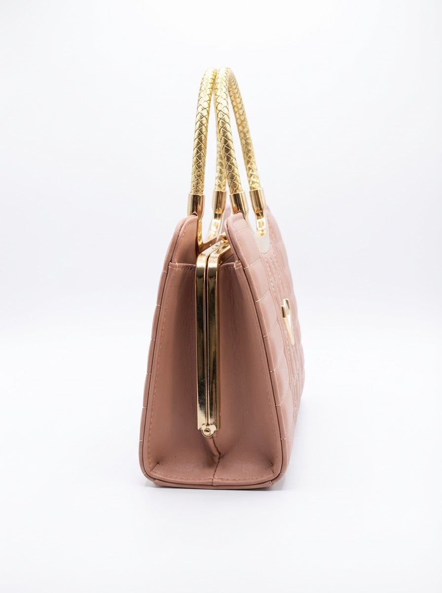 Pink Rose Elegance Quilted Satchel | Levenza