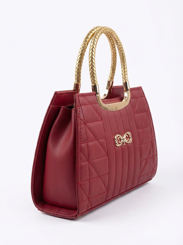 Burgundy Artisan Stitch Detail Handbag | Levenza