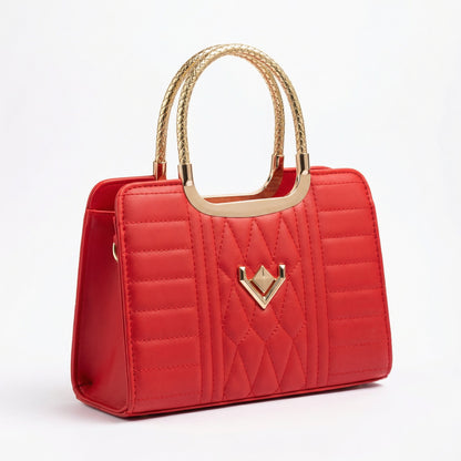 Bright Red Elegant Quilted Satchel | Levenza