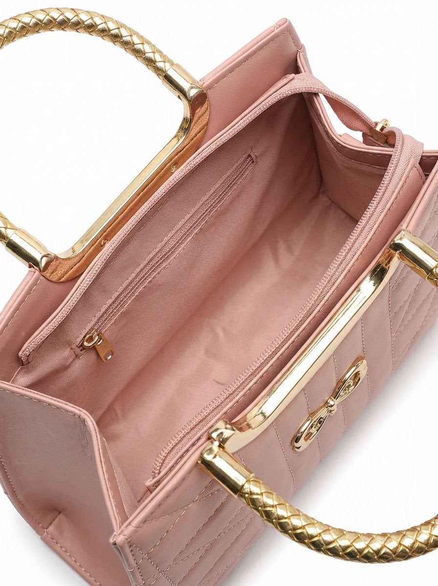 Pink Artisan Stitch Detail Handbag | Levenza