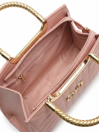 Pink Artisan Stitch Detail Handbag | Levenza