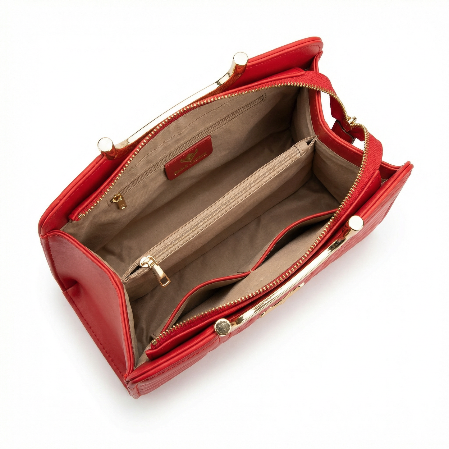Bright Red Elegant Quilted Satchel | Levenza