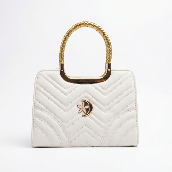 Frosted Pearl Quilted Handbag | Levenza