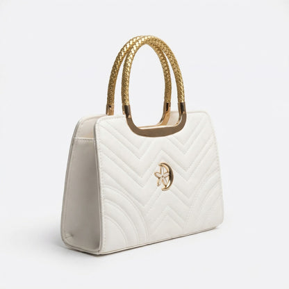 Frosted Pearl Quilted Handbag | Levenza
