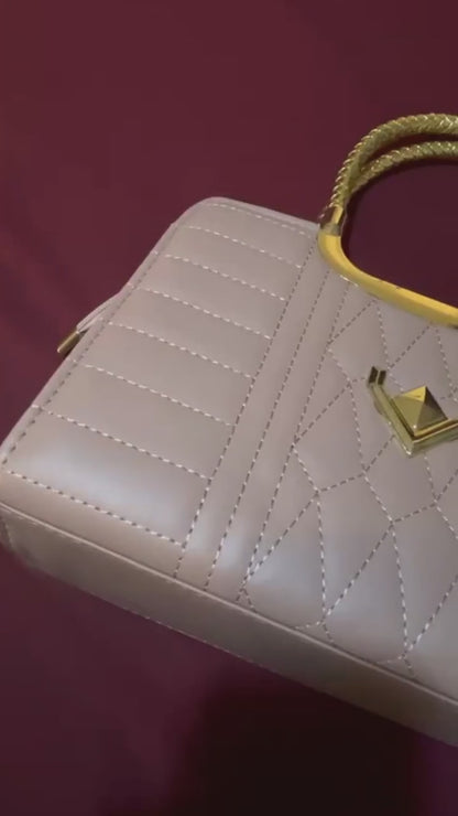 Pink Rose Elegance Quilted Satchel | Levenza